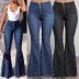 high waist stretch beaded flared jeans NSQDH126888