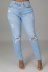 high waist Stretch Hole slim-fit Jeans NSQDH126899