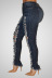high waist big hole slim-fit jeans NSQDH126905