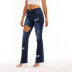 high waist hole frayed stitching flared jeans NSQDH126906