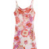 sling low-cut backless slim flower print dress NSLAY126944