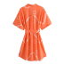vestido camisero de manga corta con solapa y cordones con estampado abstracto NSLAY127170