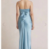 sling low-cut backless Slim lace-up solid color Satin Dress NSLAY127161