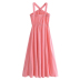 sling backless slim hollow solid color Dress NSLAY127158