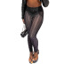 sequin high waist slim solid color see-through leggings NSMX127007