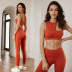 solid color shockproof bra high waist hip lift pants yoga set NSRQF127014