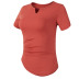solid color short-sleeved v-neck yoga t-shirt NSRQF127026