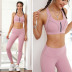 solid color full zipper bra hip-lifting pants yoga set multicolors NSRQF127036