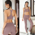 solid color full zipper bra hip-lifting pants yoga set multicolors NSRQF127036