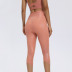 solid color bronzing hip lift elastic yoga capri pants NSRQF127043