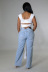 Ripped high waist loose wide-leg Jeans NSQDH127051