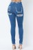 elastic ripped high waist raw edge slim jeans NSQDH127067