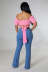 buttons Stretch high waist Flared Jeans NSQDH127068