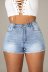 strappy high waist slim denim shorts NSQDH127072