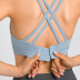 solid color cross-shoulder straps back three-row buckle yoga bra NSDQF127099