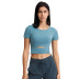 solid color slim fit with chest pad yoga T-shirt NSDQF127104