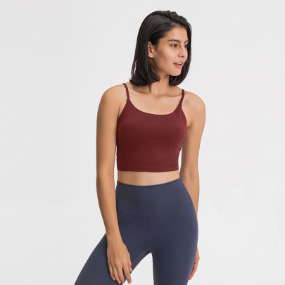 Solid Color With Chest Pad Thin Belt Yoga Camisole Multicolors NSDQF127105