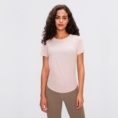 Solid Color Straps Short-sleeved Yoga T-shirt Multicolors NSDQF127107