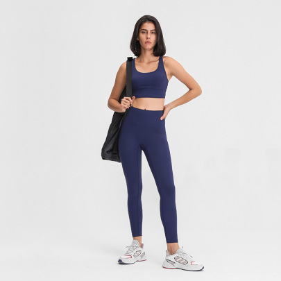 Solid Color/printed High Waist Hip Lift Elastic Crop Yoga Pants NSDQF127118