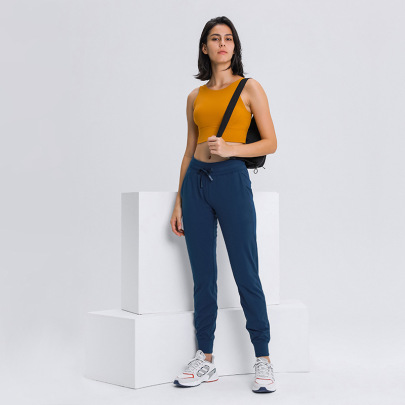 Solid Color High-waist Elastic Slim Fit Yoga Pants NSDQF127123