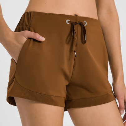 Pantalones Cortos De Yoga Transpirables De Secado Rápido De Color Sólido NSDQF127135