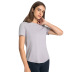 camiseta de yoga de manga corta de malla con costuras en la parte posterior de color sólido NSDQF127138