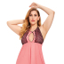 plus size Floral Lace Mesh stitching backless see-through nightdress with Thong NSLXQ127181