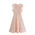 print sleeveless ruffle backless lace-up dress NSLAY127289