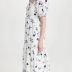 short sleeve square neck backless lace-up slim floral dress NSLAY127286