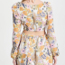 long-sleeve low-cut lace-up waistless floral dress NSLAY127279