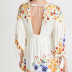 mid-sleeve v neck lace-up backless floral Dress NSLAY127274