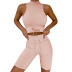 hip-lifting high-elastic Semi-turtleneck high waist lace-up vest and shorts yoga set NSXIN127191