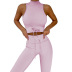 hip-lifting high-elastic Semi-turtleneck high waist lace-up vest and shorts yoga set NSXIN127191