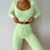 hip-lifting high-elastic long sleeve low-cut high waist solid color top and pant yoga set NSXIN127194