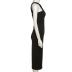 suspender backless slim slit long solid color dress NSCOK127222