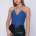 fishbone suspender hanging neck backless solid color mesh vest NSHT127236