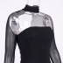 vestido de malla de color sólido con hombros descubiertos y manga larga con hueco de espina de pescado NSHT127240