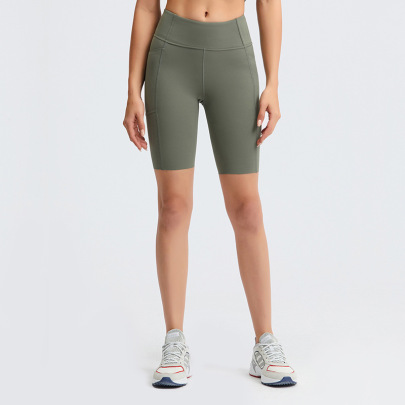 Hip-lifting High-elastic Tight High Waist Solid Color Yoga Shorts NSDQF127242