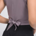 chaleco de yoga de color sólido con cordones y cuello redondo de alta elasticidad NSDQF127249