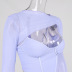long-sleeved slim low-cut sling solid color mesh top NSHT127252