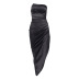 backless lace-up high slit tube top slim solid color satin dress NSHT127254