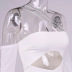 vestido de malla de color sólido de manga larga con hombros inclinados sin espalda con costuras huecas NSHT127255