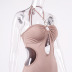 hanging neck backless hollow slit slim solid color dress NSHT127262