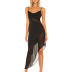 irregular suspender low-cut backless slim solid color chiffon dress NSHT127265