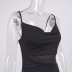 irregular suspender low-cut backless slim solid color chiffon dress NSHT127265