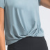 loose high-elastic short sleeve round neck solid color yoga top NSDQF127266