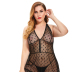 Plus Size Floral Lace see-through Mesh Sexy Lingerie Dress with Thong NSLXQ127318