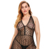 Plus Size Floral Lace see-through Mesh Sexy Lingerie Dress with Thong NSLXQ127318