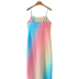 suspender backless slim rainbow color dress NSLAY127310