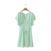 v neck short sleeve slim solid color Dress NSLAY127309